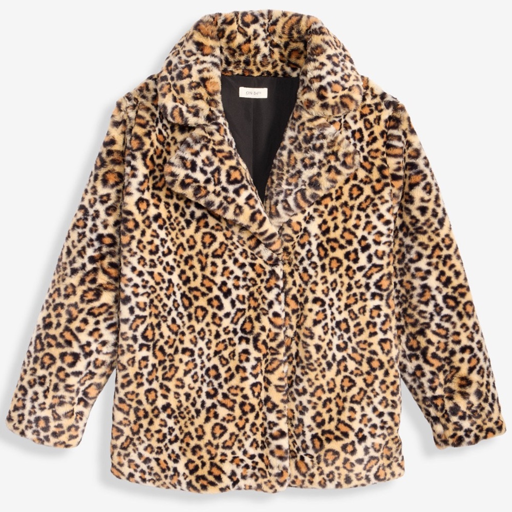 Leopard Print Faux-Fur Coat